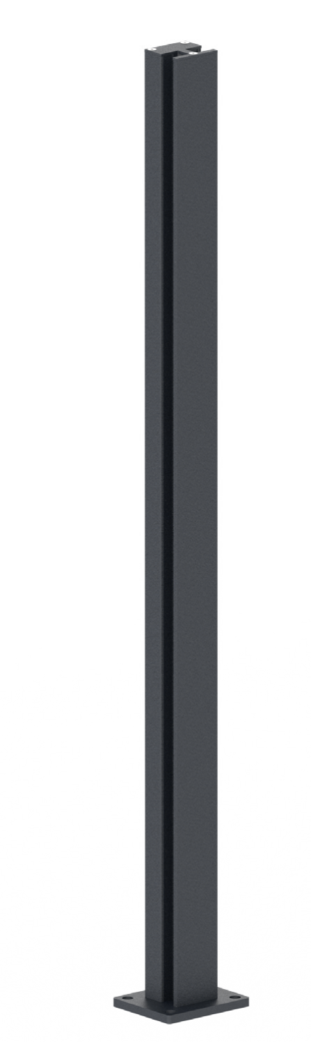 Aluminium Post Set 56×60 - 1m, Top Mounting with Covers, Intermediate - Anthracite RAL 7016