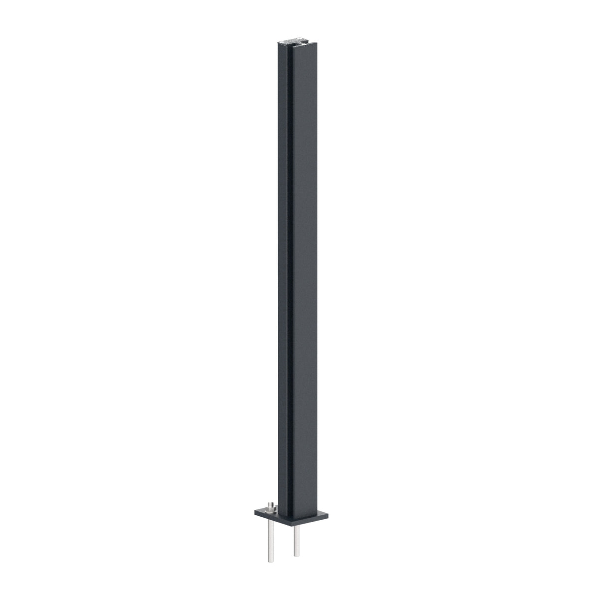 Aluminium Post Set 56×60 - 1m, Top Mounting with Covers, Intermediate - Anthracite RAL 7016