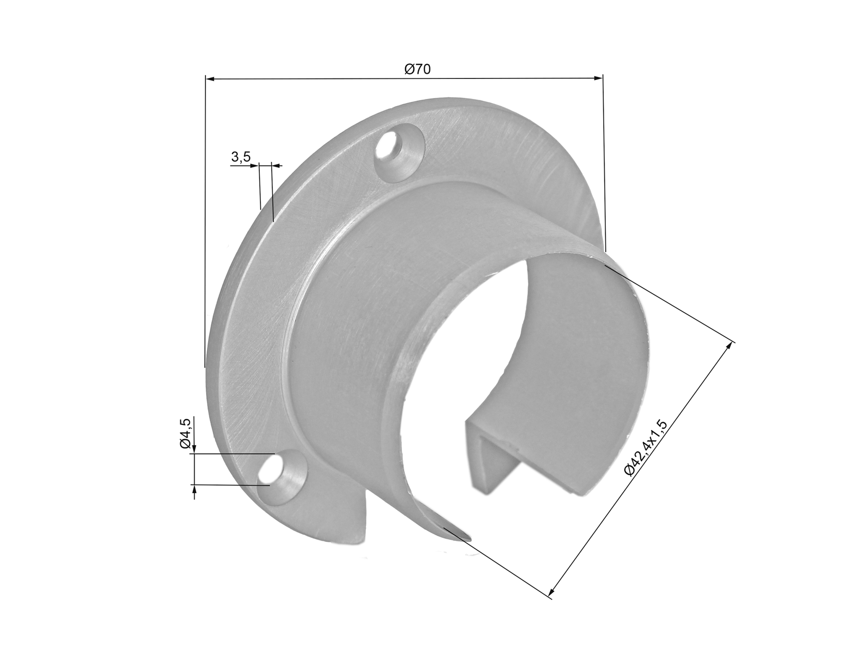 Handle-glass holder-aluminum flange