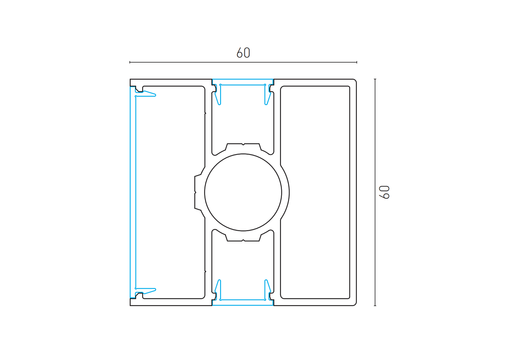 Aluminum fence post 60x60 - 6000mm