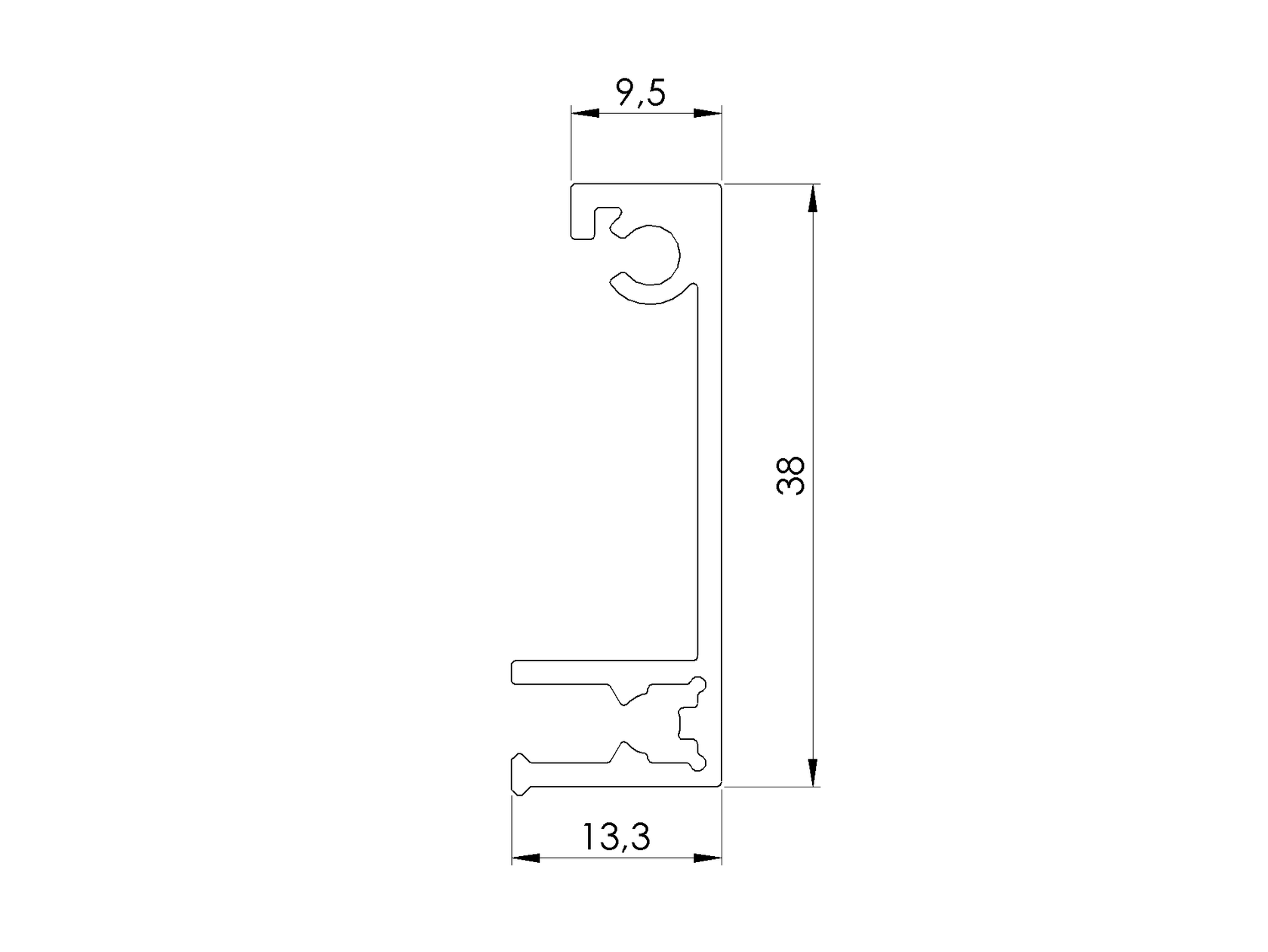 Aluminum fence adapter for fillings - 6000mm cover strip