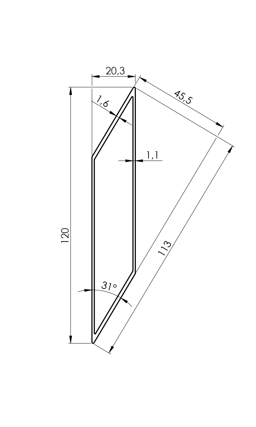 Aluminum fence slat 20x120-7000mm