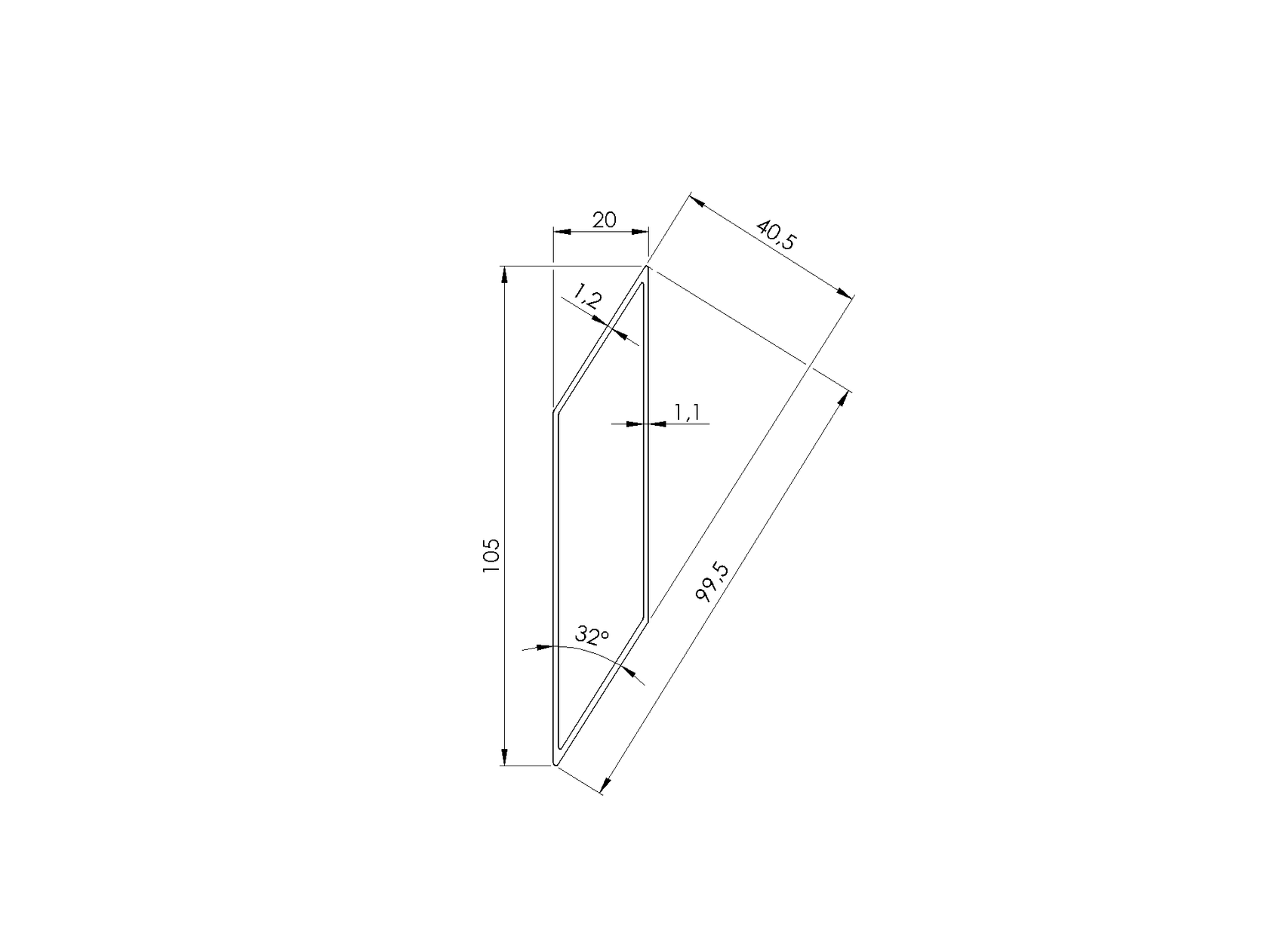 Aluminum fence blind 20x105-2000mm