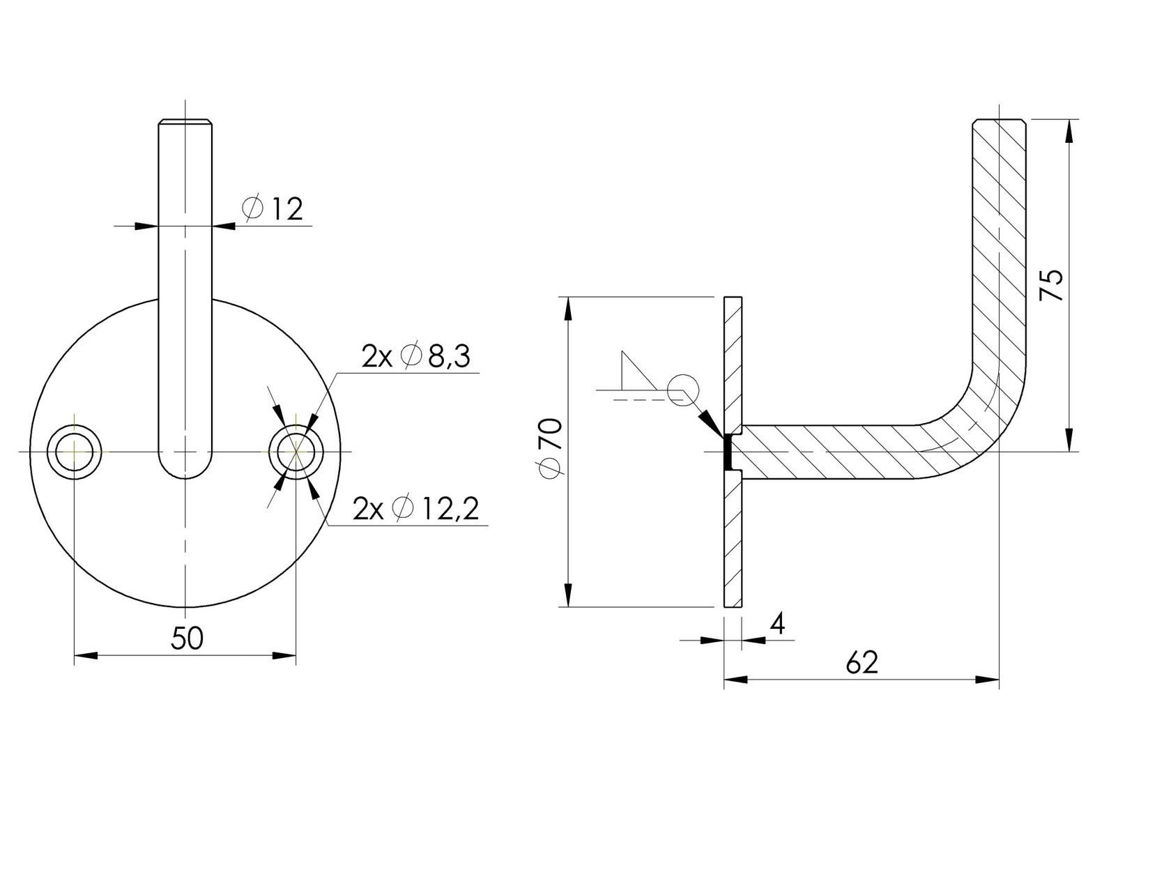 Wall handrail bracket