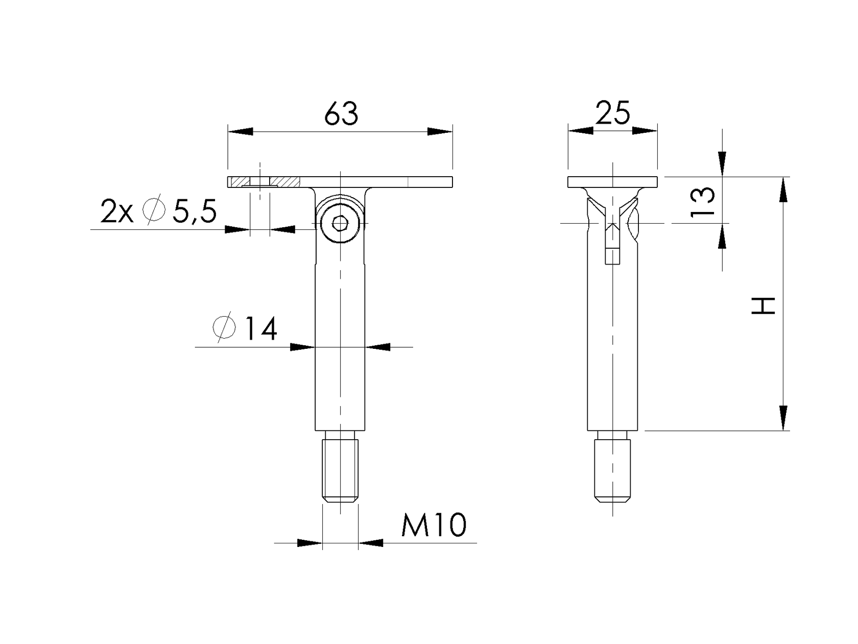 Stainless steel handrail bracket