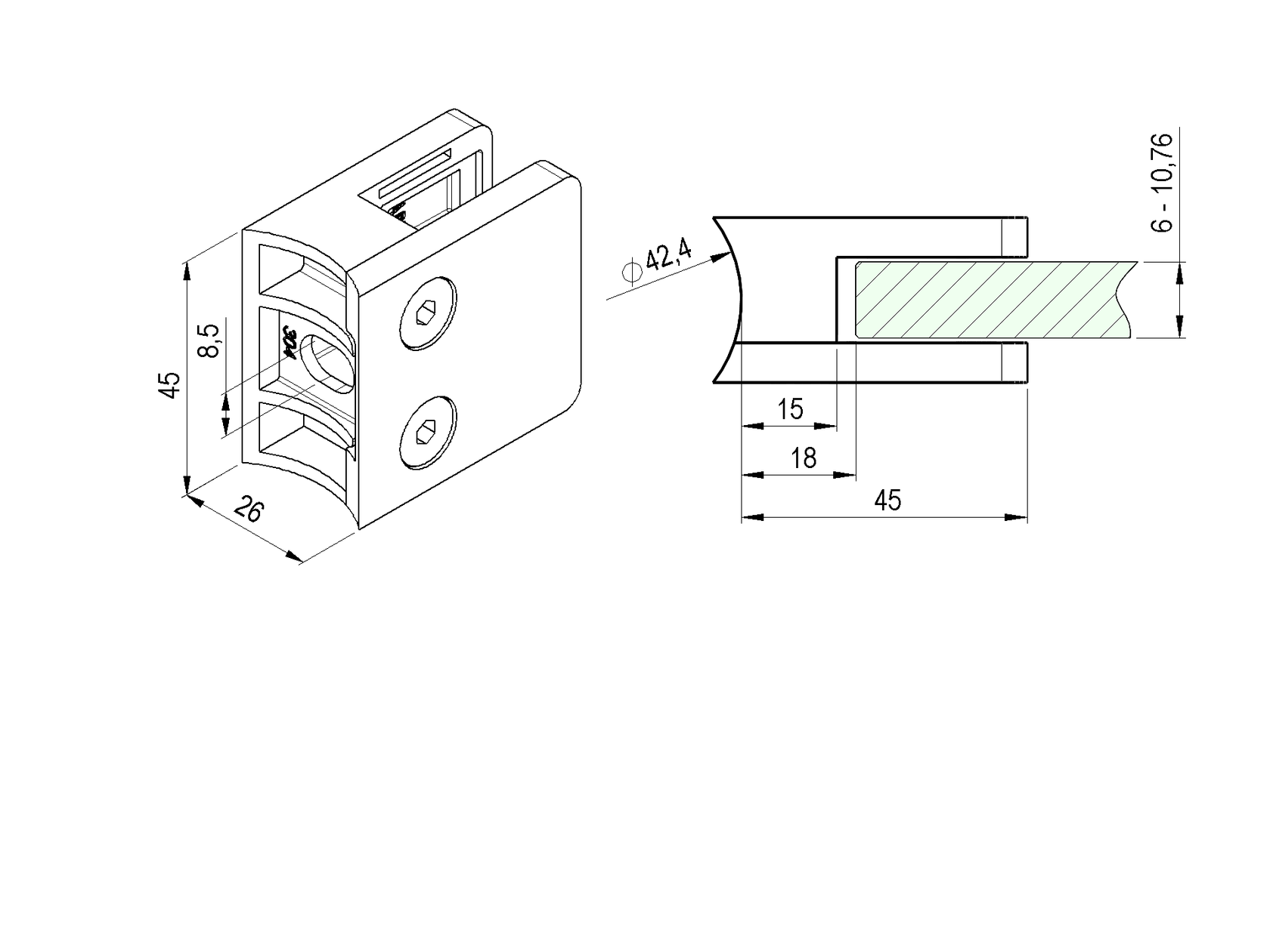 Glass clamp - set