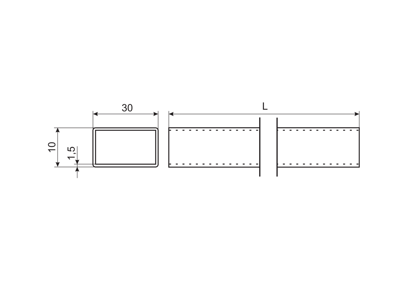 Frame for shower rod 30x10mm