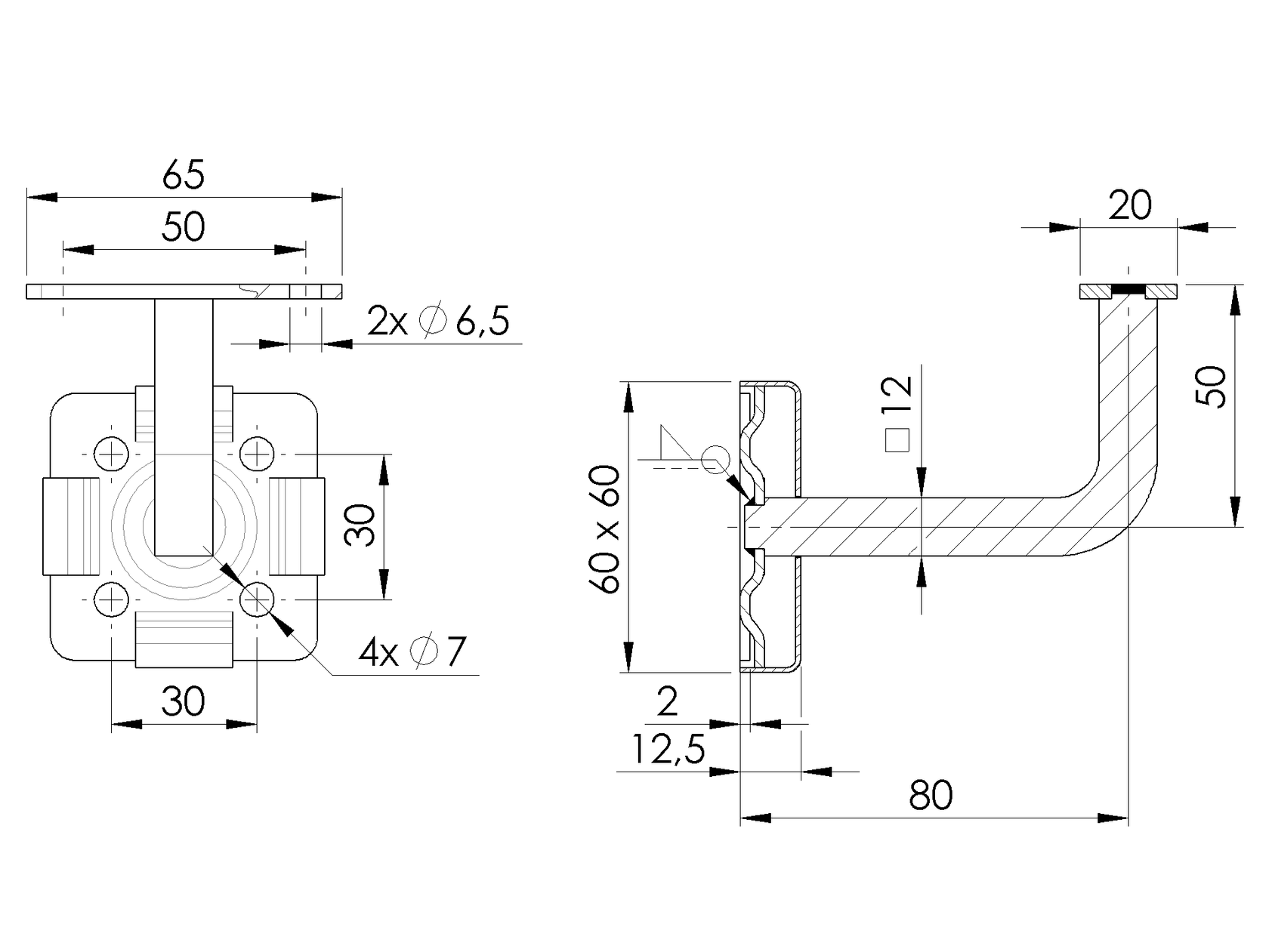 Wall handrail bracket