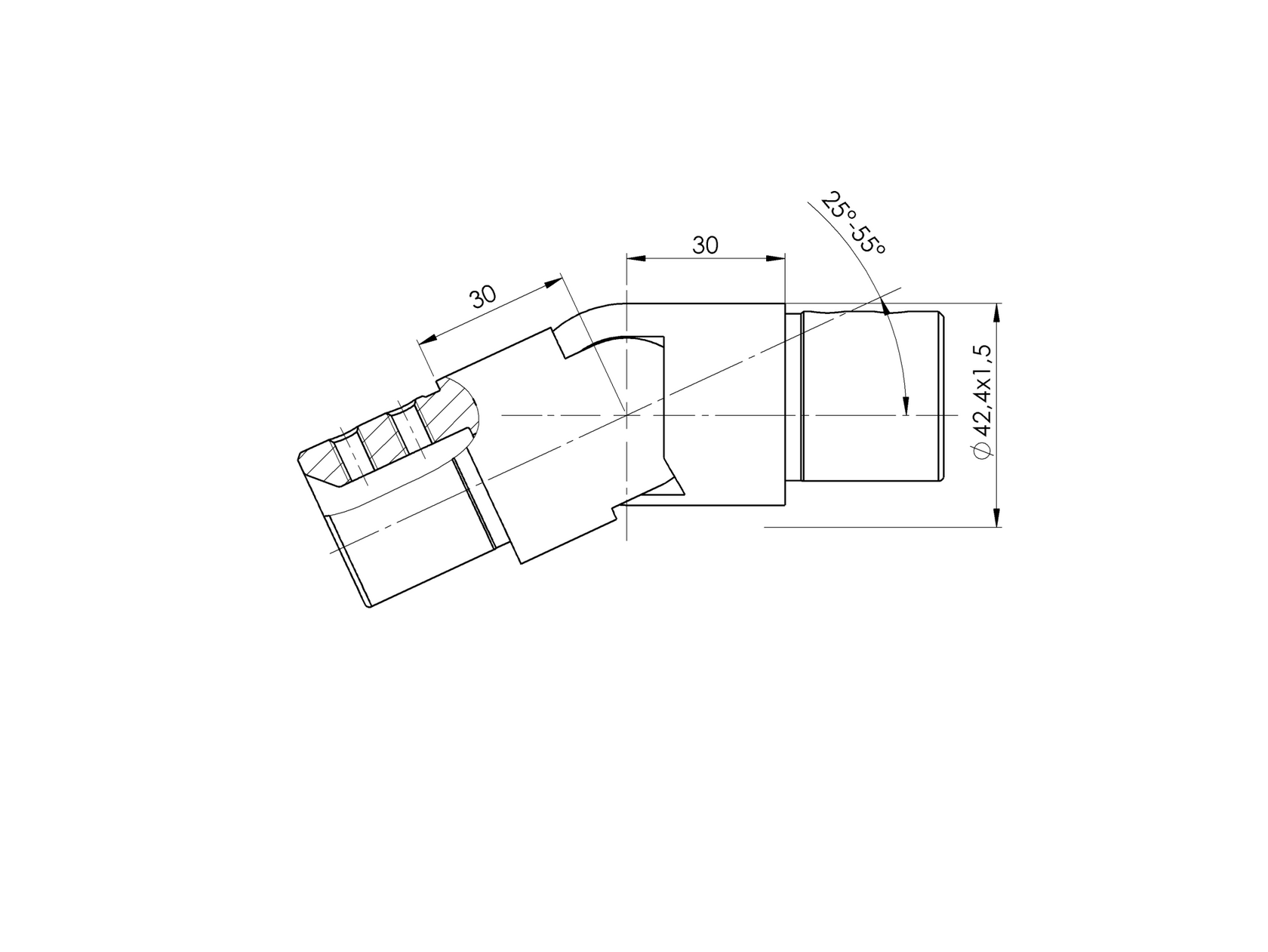 Flush angle for handrail on glass railing AISI316