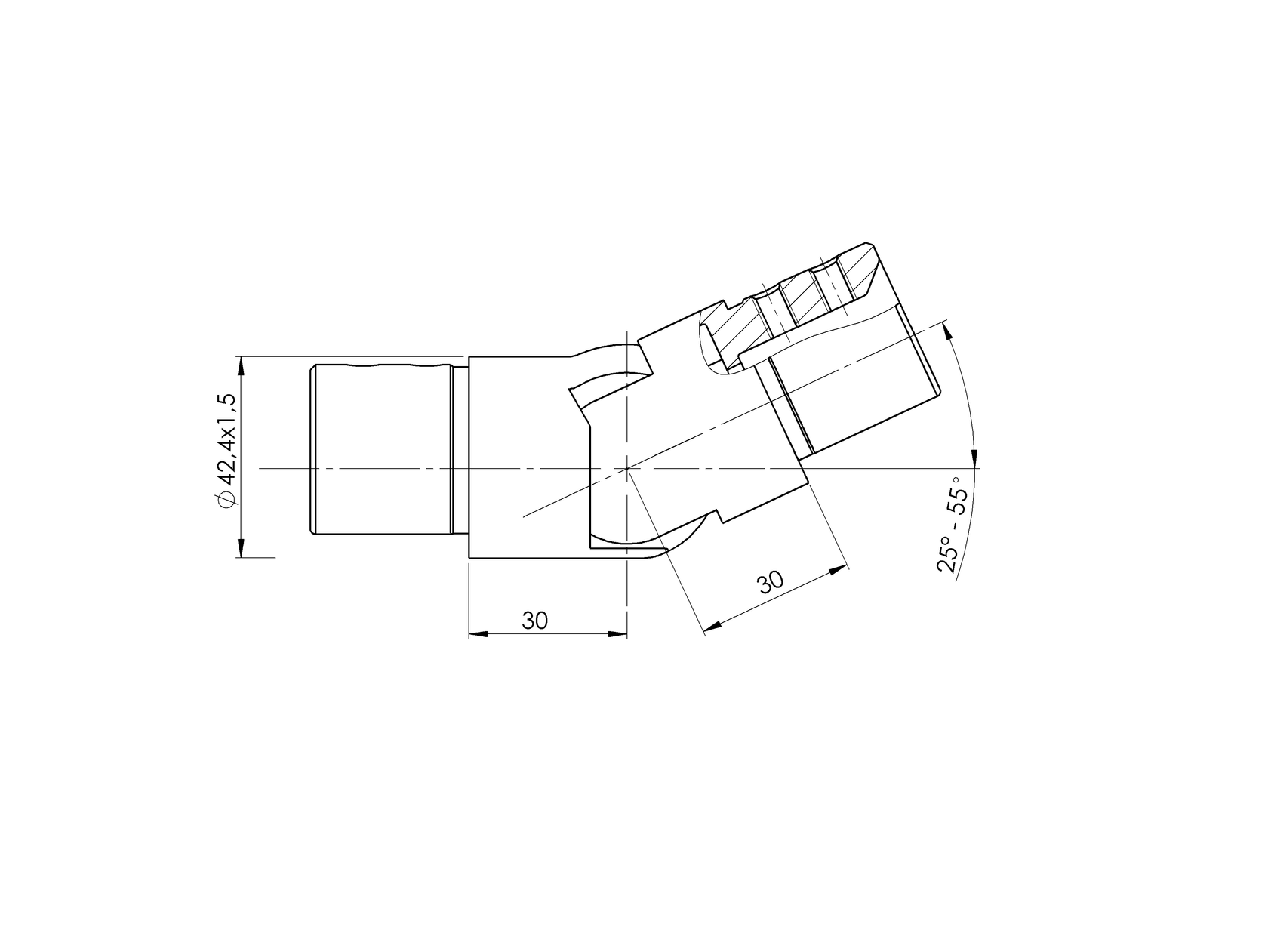 Flush angle for handrail on glass railing AISI316