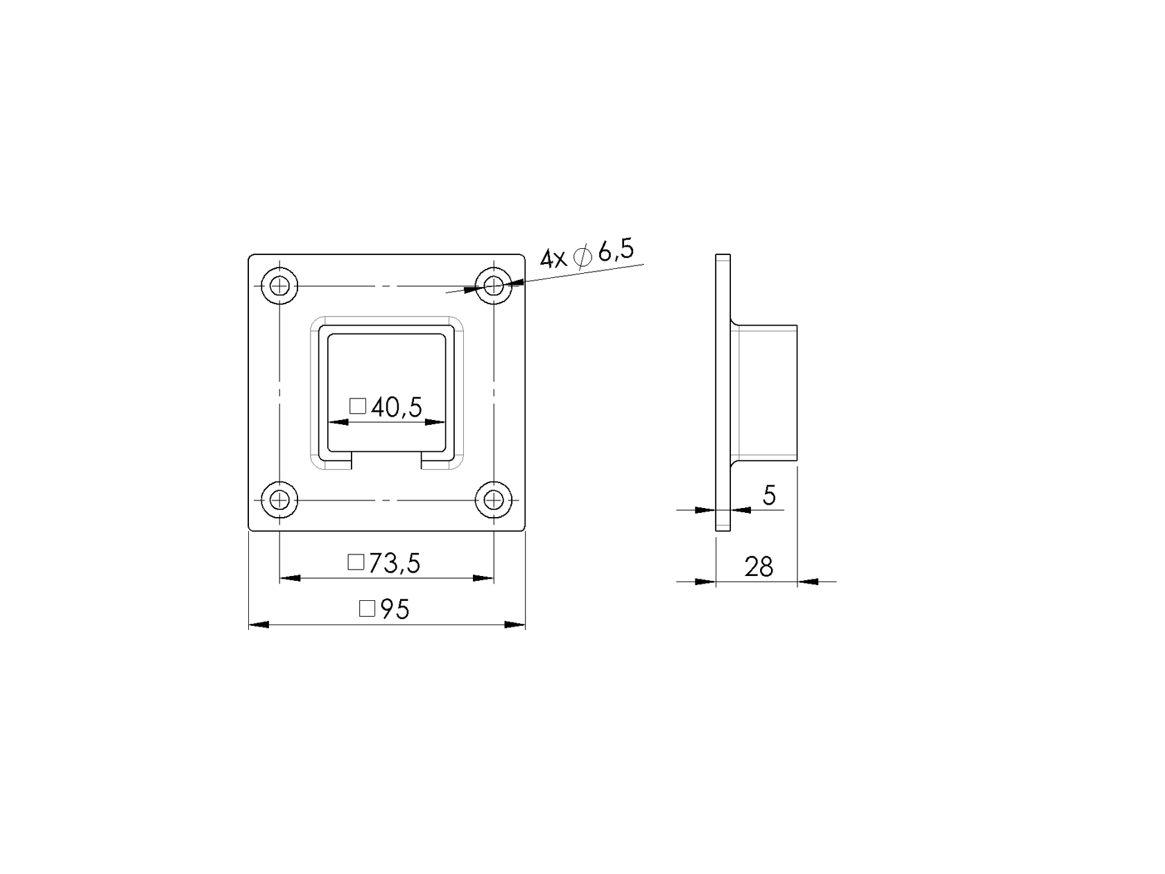 Handrail bracket - glass clamp - flange