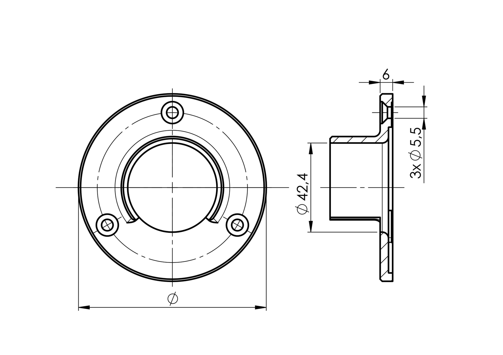Handrail bracket - glass clamp - flange