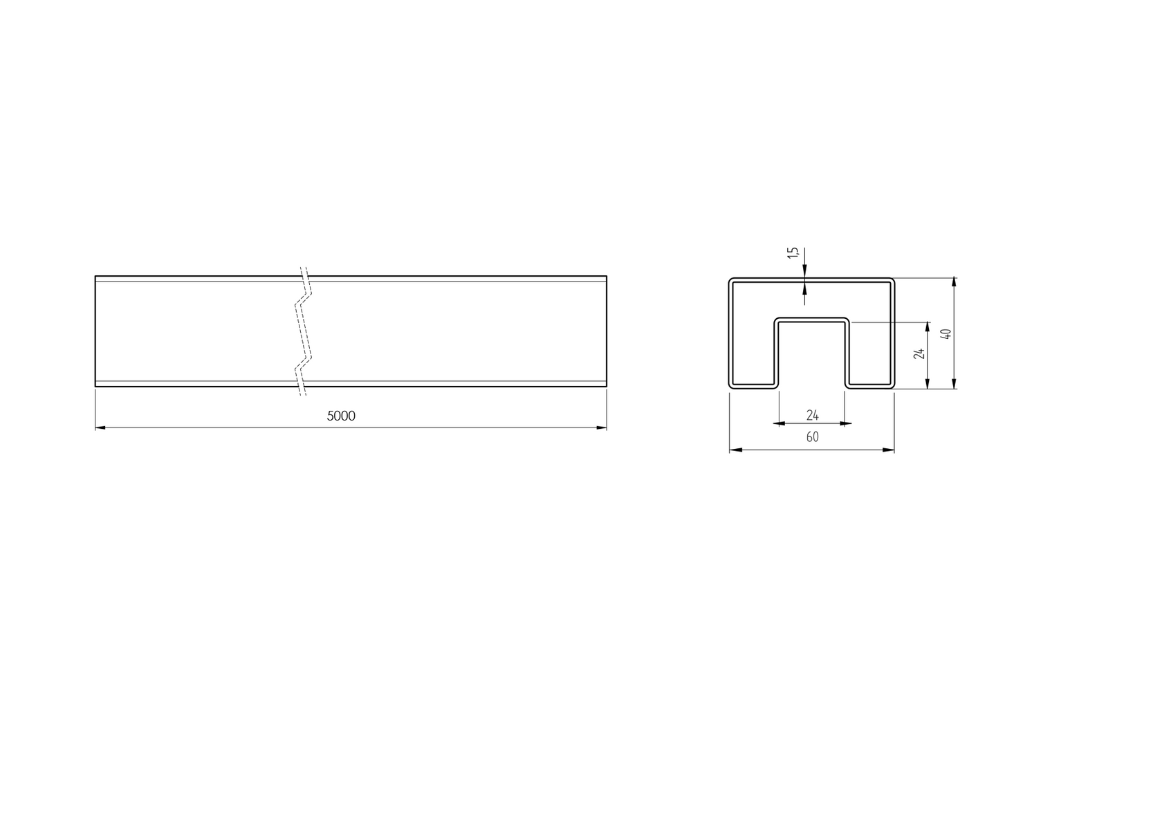 Handrail rectangle - glass