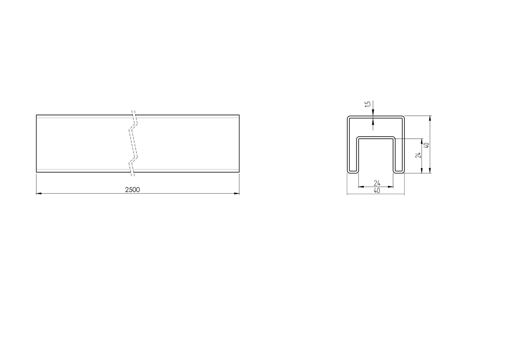 Handrail square - glass