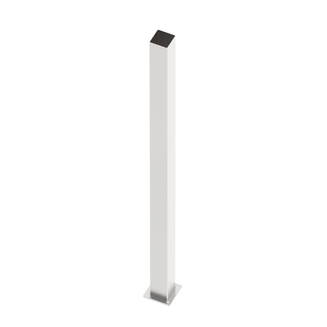 Poteau en acier inoxydable 100x100-2000 avec platine de fixation - Naturel