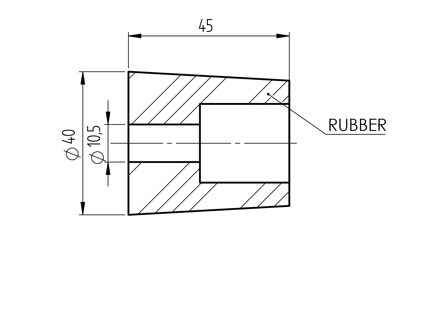 Side stop, rubber, large h45,D40mm