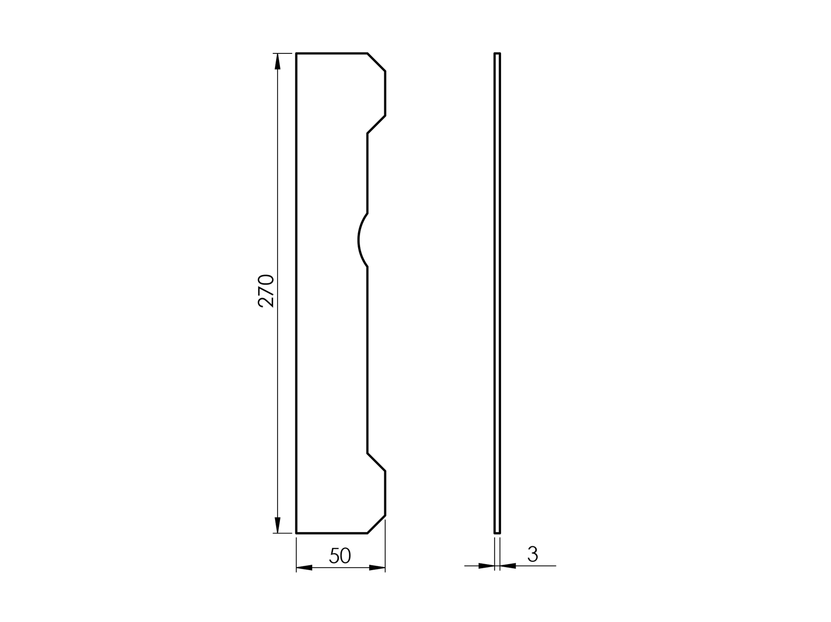 Wicket/gate end stop 270x50x5mm