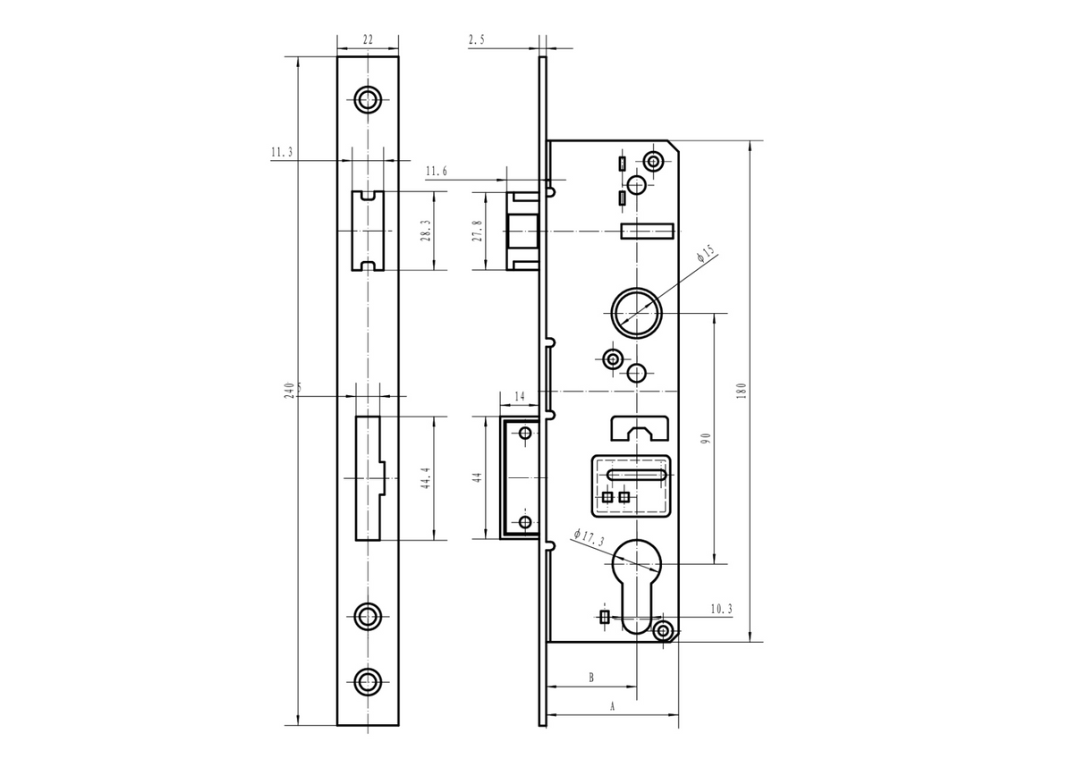 lock K431 for cylinder insert for JP 50x30mm AISI304