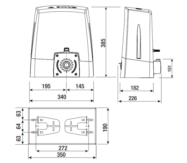 CAME automation for sliding gates, set, max 800kg