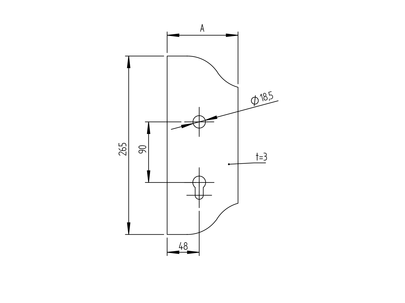 Decorated gate plate 268x106, t3mm