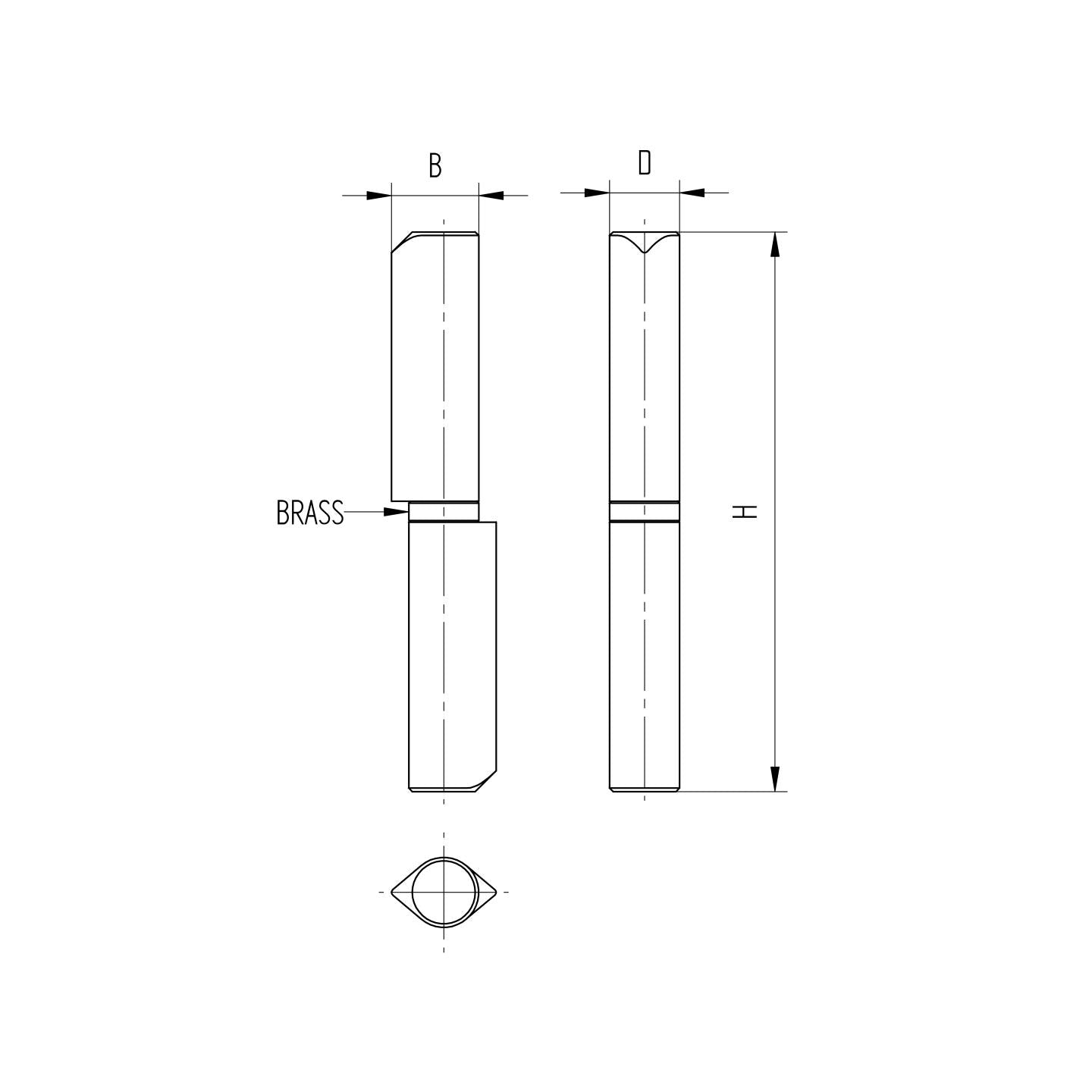 Weldable hinge D14, L100mm