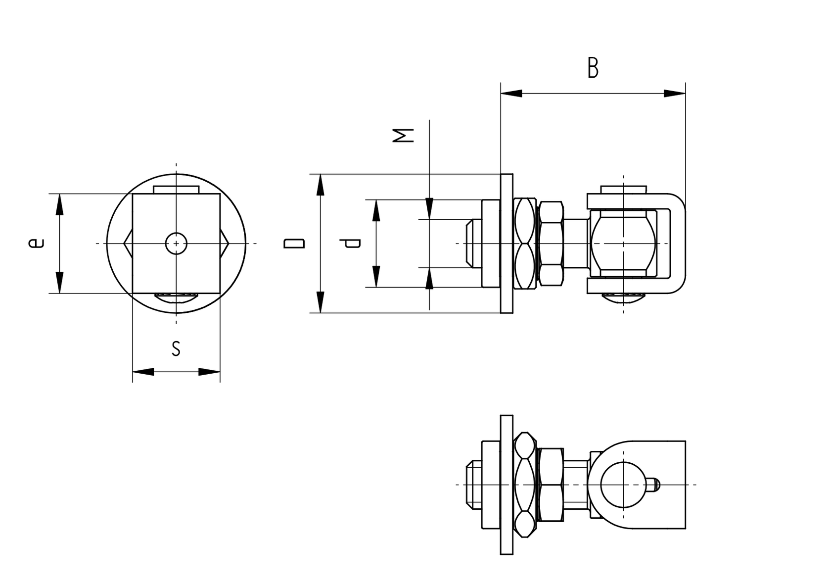 Adjustable hinge with rotary plate M16, AISI 304