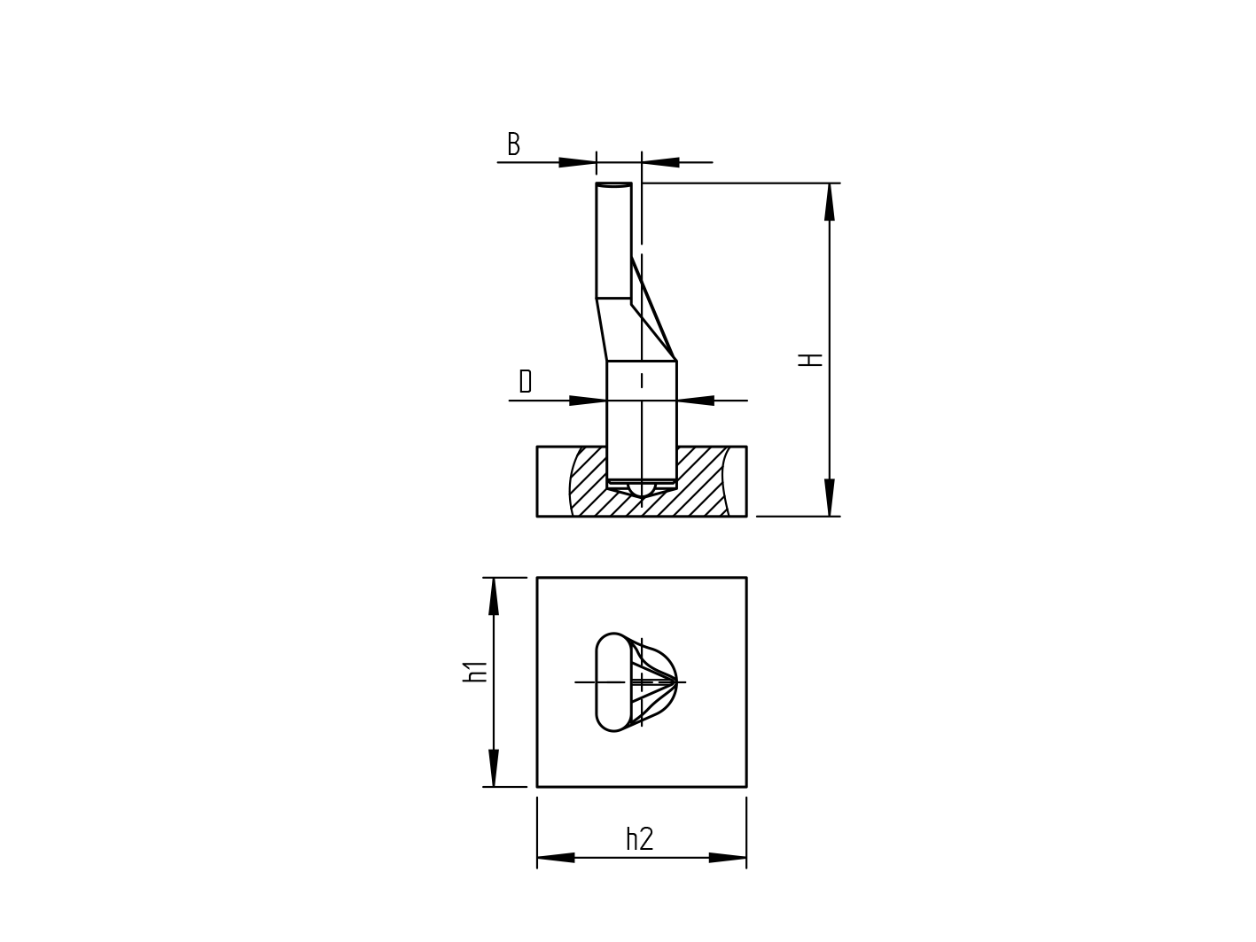 Bottom hinge without flange - full Zn, D24