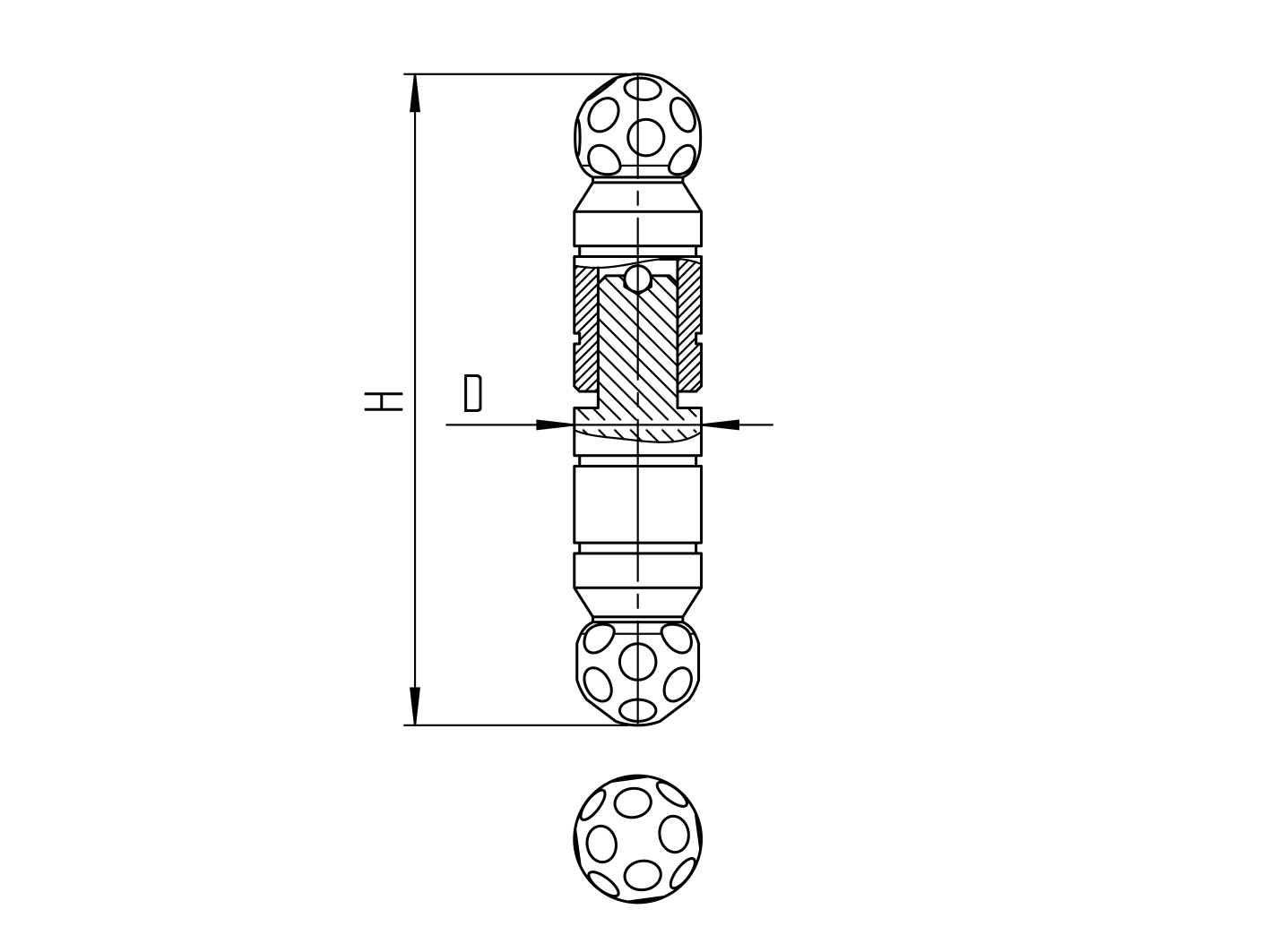 Decorative hinge D30, L=146mm