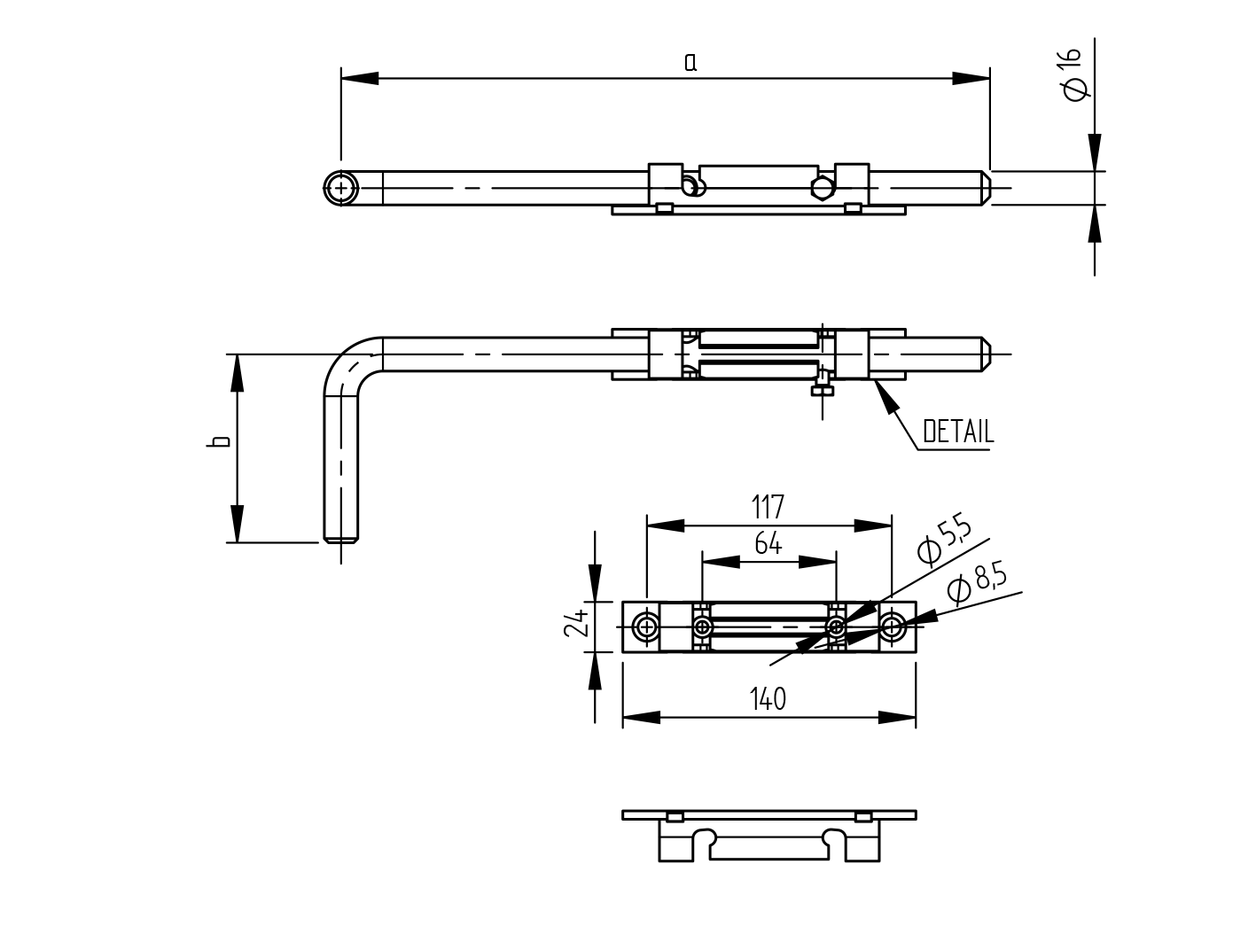 Gate socket bolt Zn, L500mm