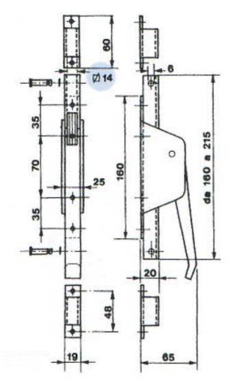 Pákový uzáver so zámkou Zn, L160mm
