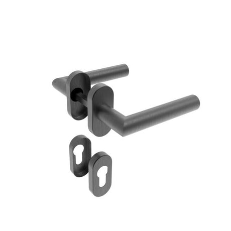 Door handle with plate, pair AISI 304, K320,