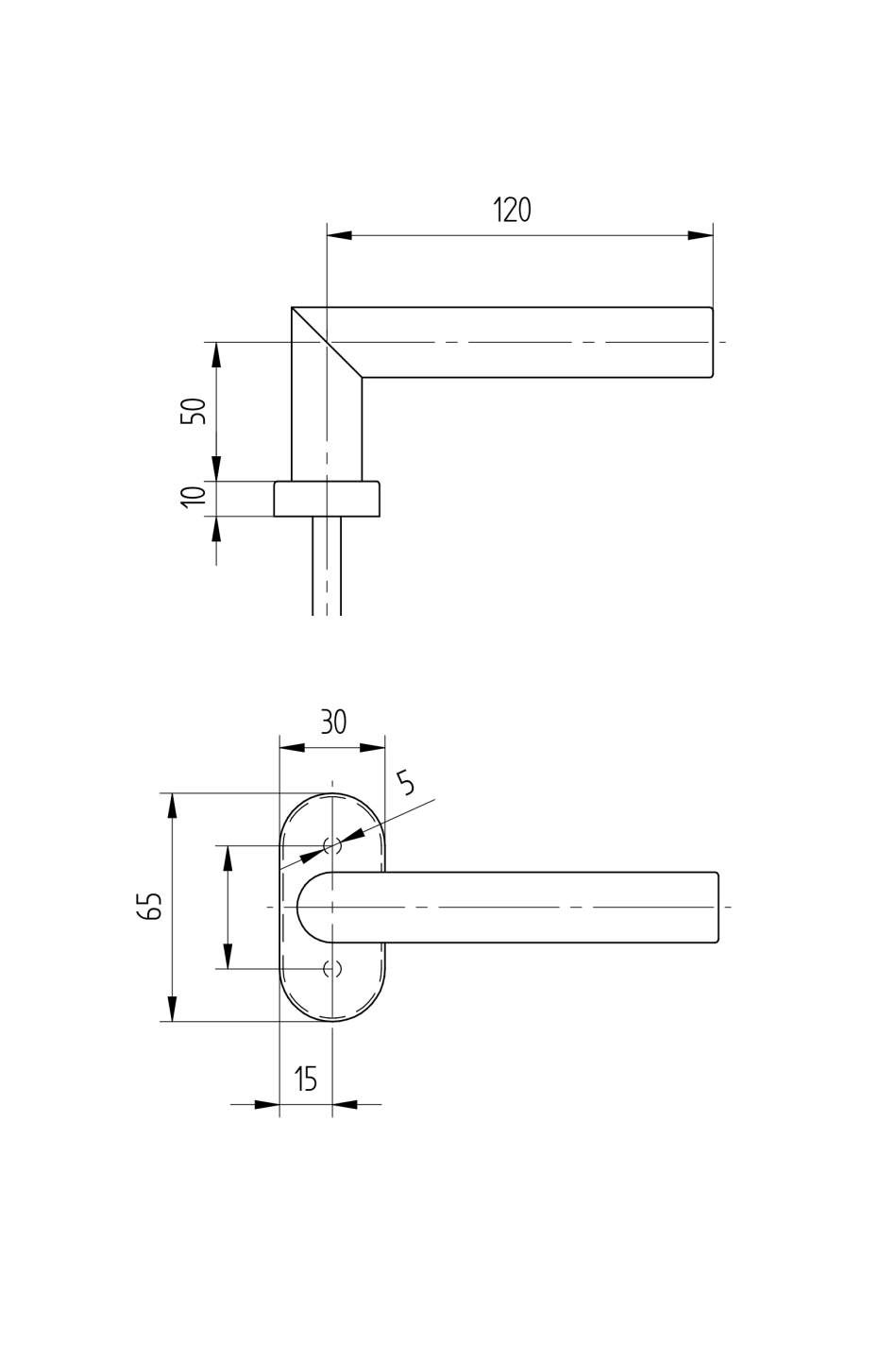 Door handle with plate, AISI 304, K320 window