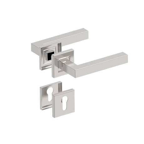 Door handle with plate, pair AISI 304, K320