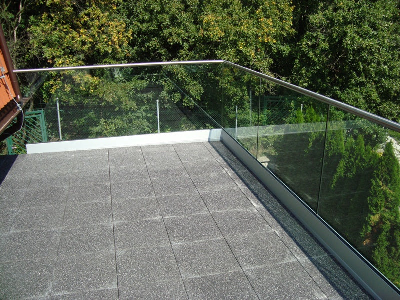 Glass railing, aluminium profile, 2500x1000mm