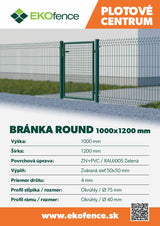 Bránka 1kr. ROUND ZnPVC 1000x1200mm, D75mm, zelená