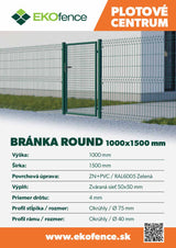 Bránka 1kr. ROUND ZnPVC 1000x1500mm, D75mm, zelená