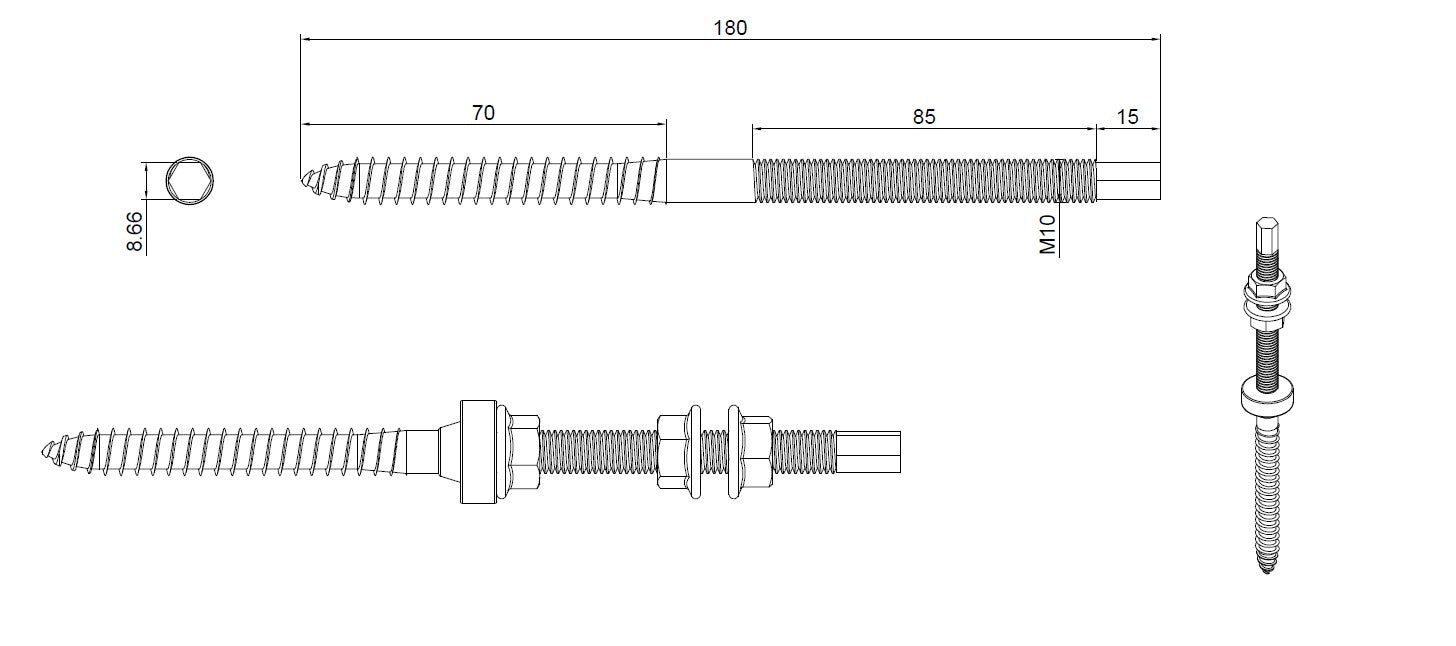 L-bracket for hanger bolt