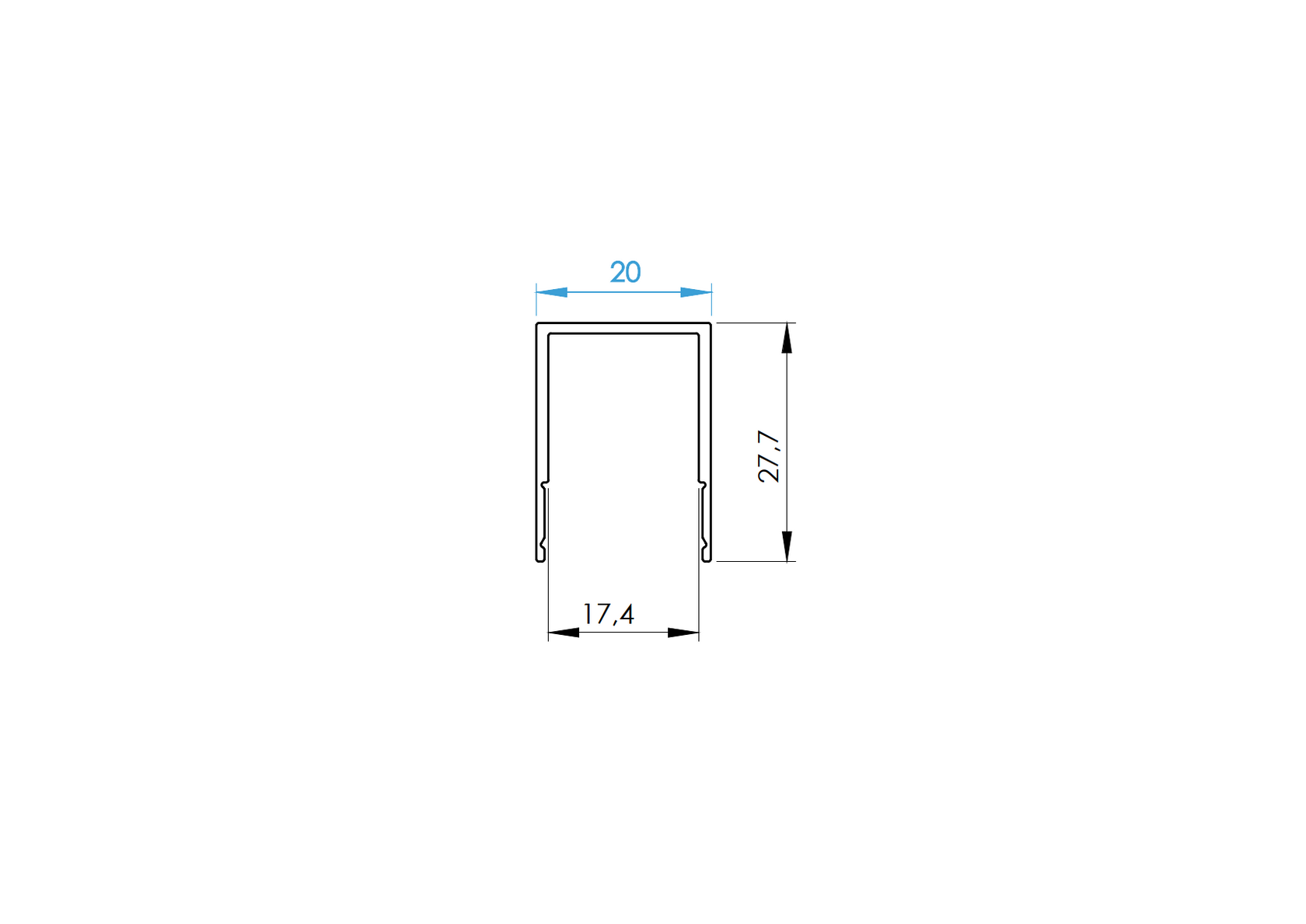Aluminum separation strip filling FG/F20 - 100mm R7016