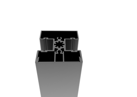 Set of aluminum post 50x60 and cap - 1850mm R7016