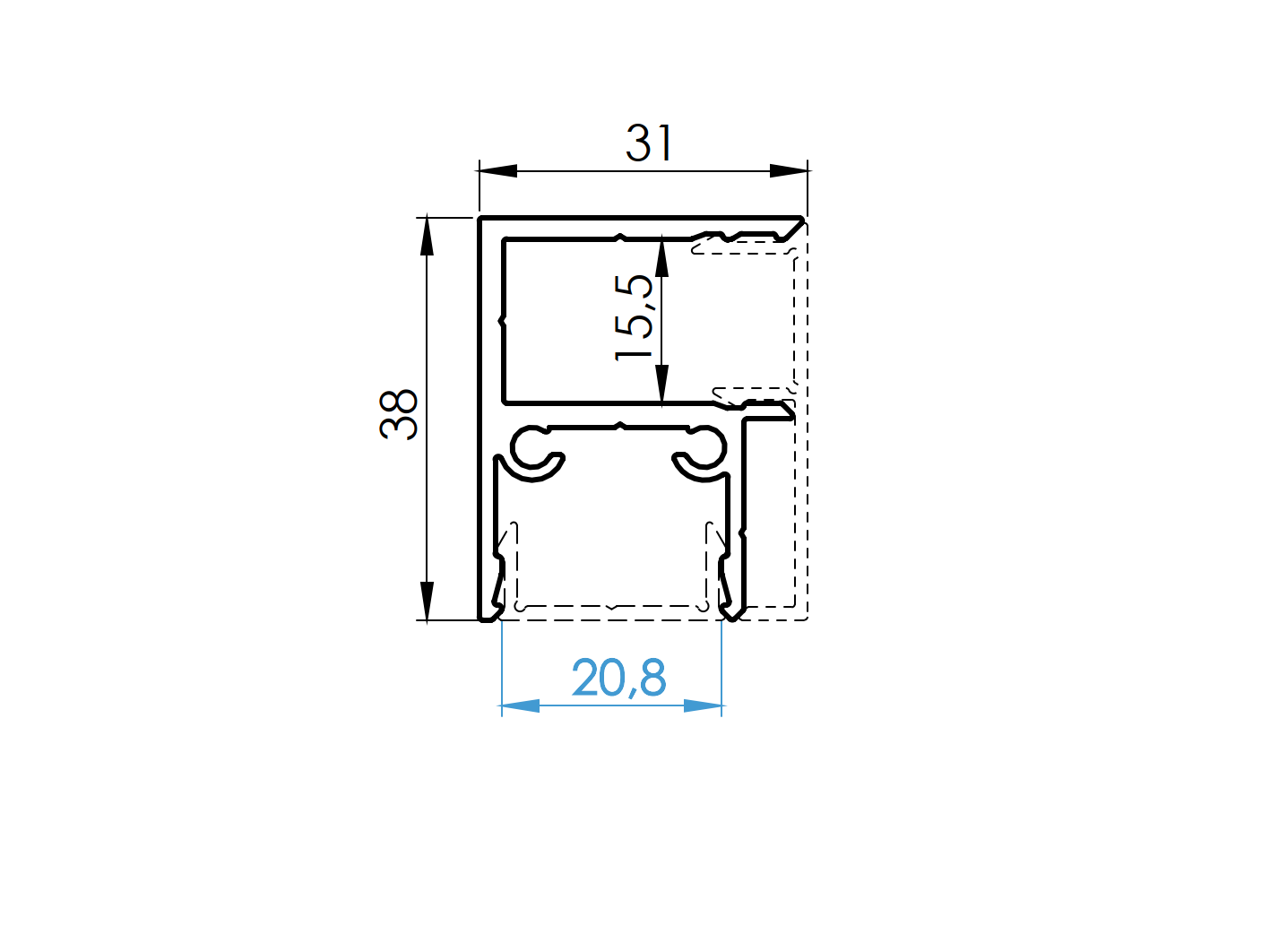 Aluminum fence adapter for fillings 20 - 6000mm