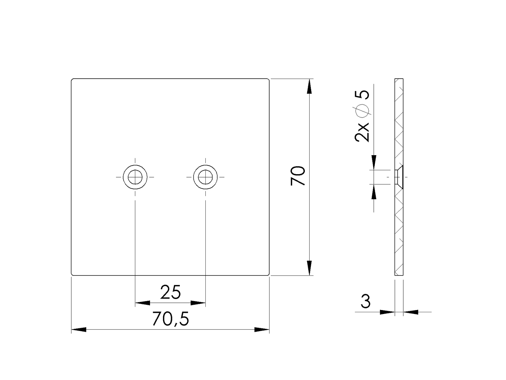 Aluminum cap for post 70x70 R7016