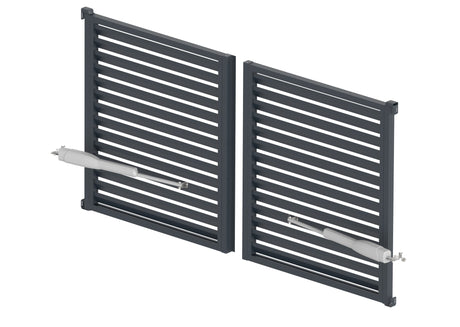 Aluminum Louvered Double-Leaf Gate with Rhombus Infill 20x105 mm, with SWING Drive, Anthracite R7016 - SET