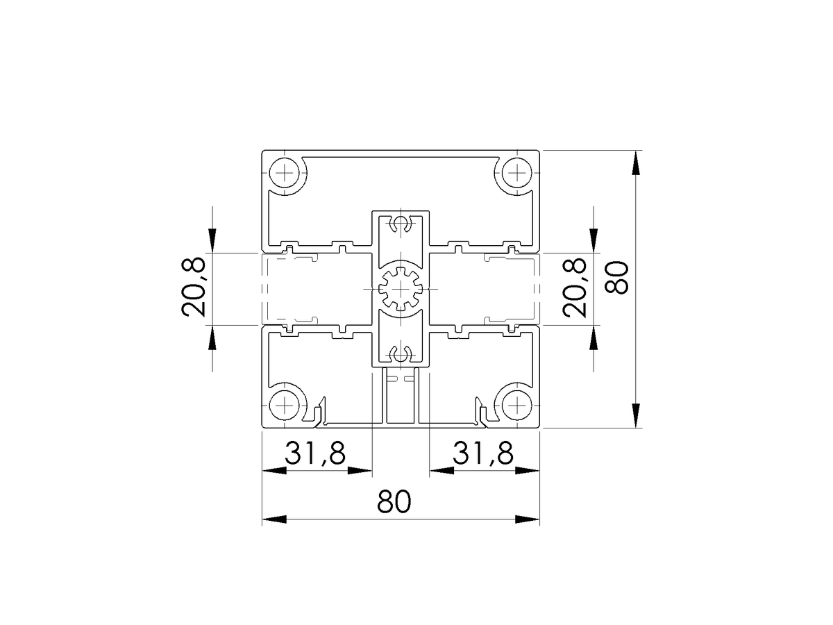 Set hliníkového stĺpika 80x80 a krycej lišty - 6000mm, Antracit RAL7016