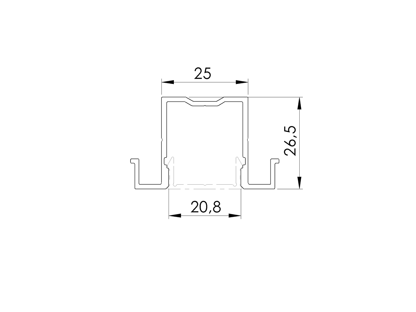 Aluminum fence post, from 40 to 20 mm panel, 40 x 26 – 1,85 m – Anthracite RAL 7016