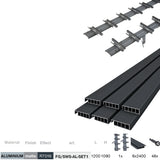 Set Sistema basculante orizzontale in alluminio antracite 1,09m con riempimento AL 1,2m antracite 20x95mm