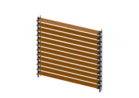Kit Noir Acier Galvanisé Systeme Inclinable Horizontal 1,07 m avec 1,5 m Décor Bois CHENE DORÉ Remplissage Rhomboidal 20