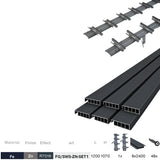 Set Anthrazit verzinktes Stahl Horizontal-Kippsystem 1,07 m mit 1,2 m Anthrazit Aluminiumfüllung 20x95