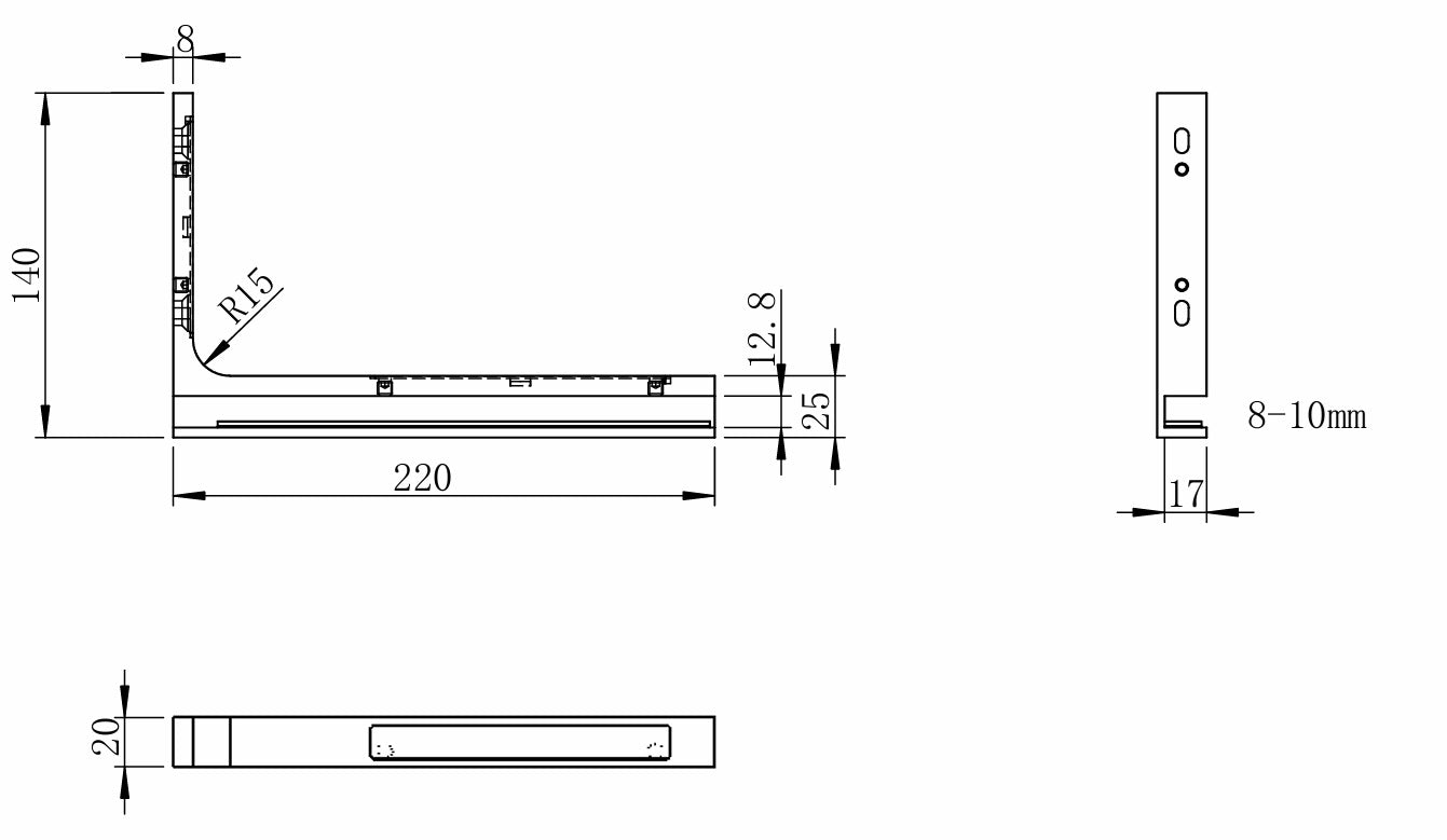 Stabilizing corner 22x14cm