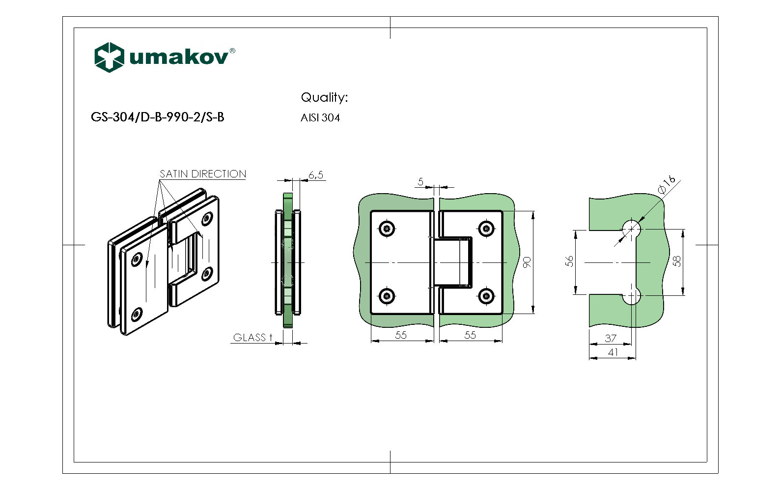 Hinge for glass door BLACK