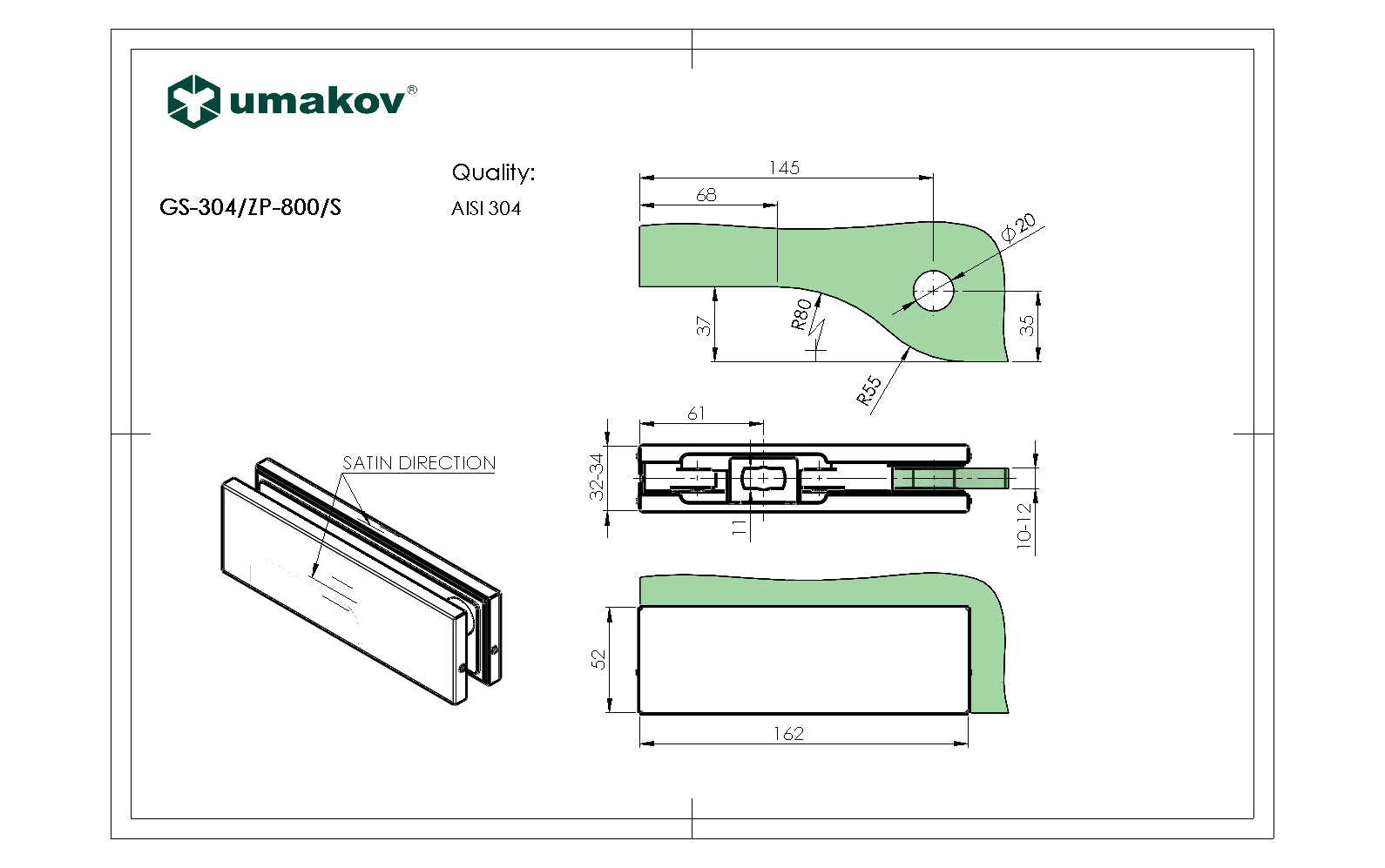 Bottom patch fitting AISI 304